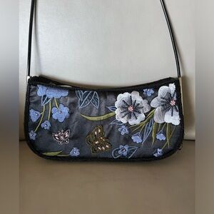 Beaded Floral Embroidered Shoulder Bag